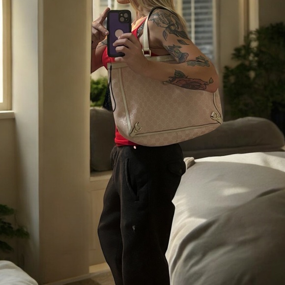 Pink & White Gucci D-Ring Abbey Tote - Picture 11 of 11